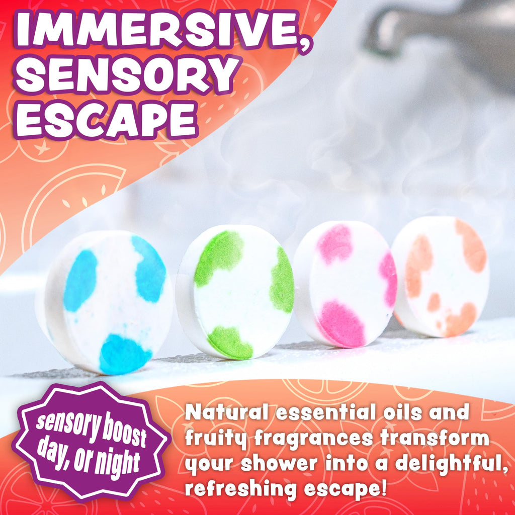 Tub Works Fruit Fusion Shower Steamers – 12 Pack for Kids | Fresh, Fruity Aromatherapy