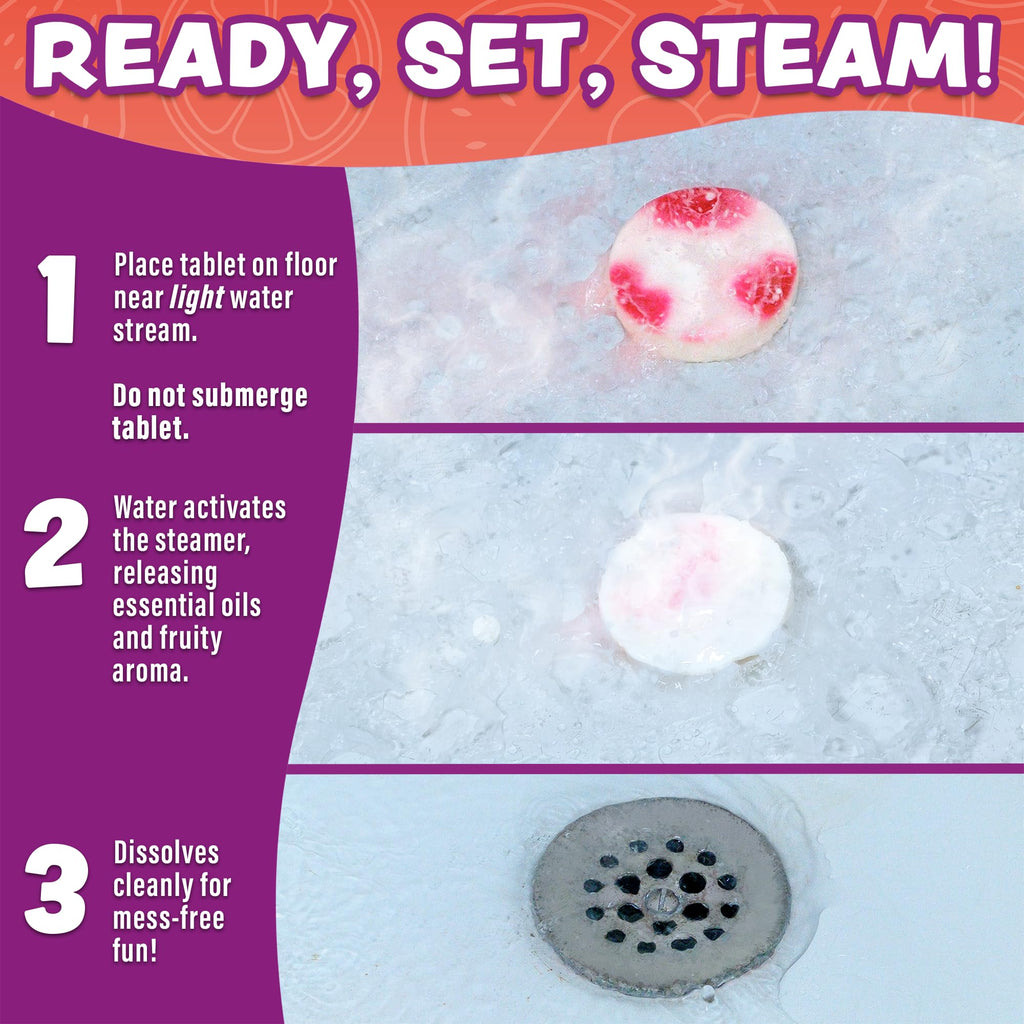 Tub Works Fruit Fusion Shower Steamers – 12 Pack for Kids | Fresh, Fruity Aromatherapy