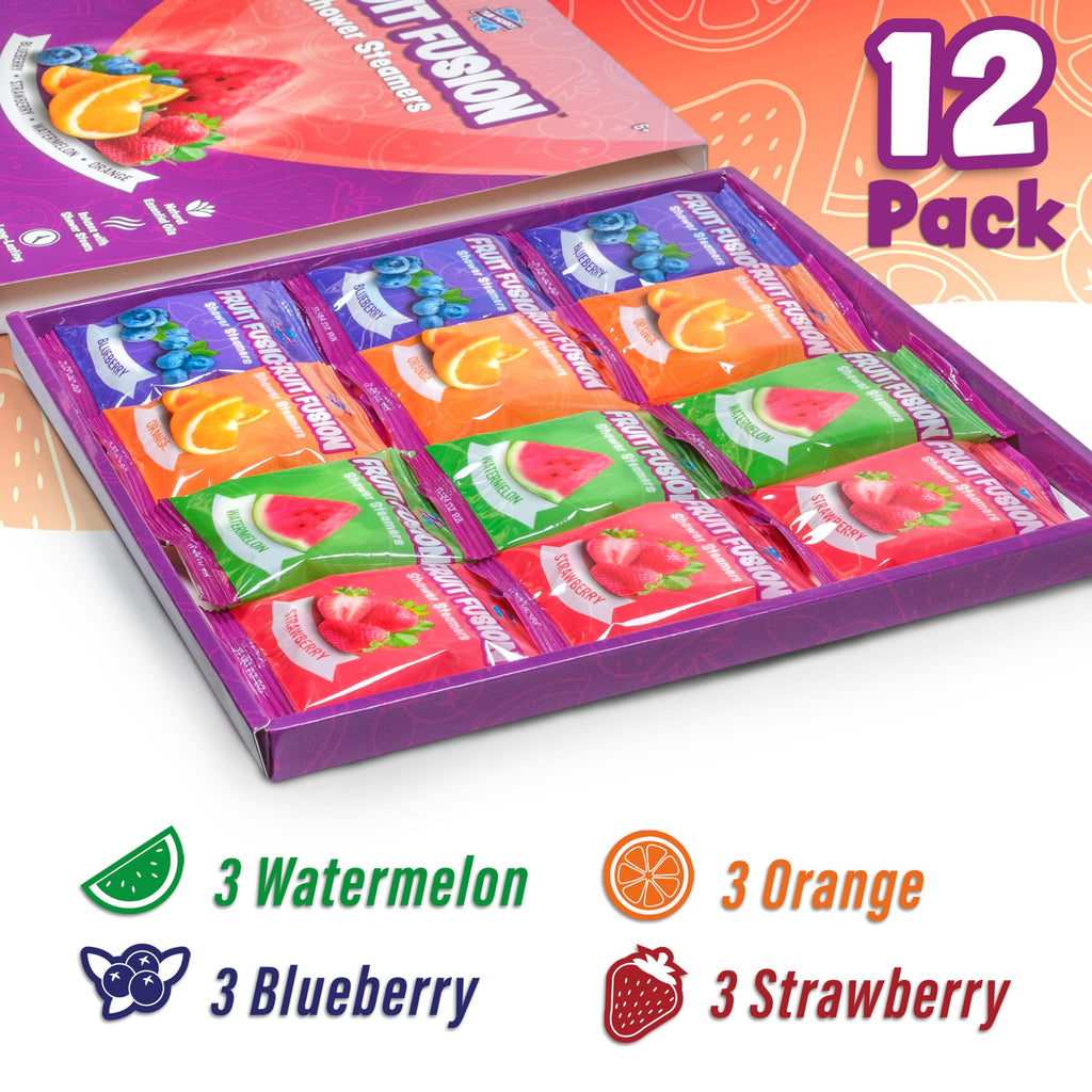 Tub Works Fruit Fusion Shower Steamers – 12 Pack for Kids | Fresh, Fruity Aromatherapy