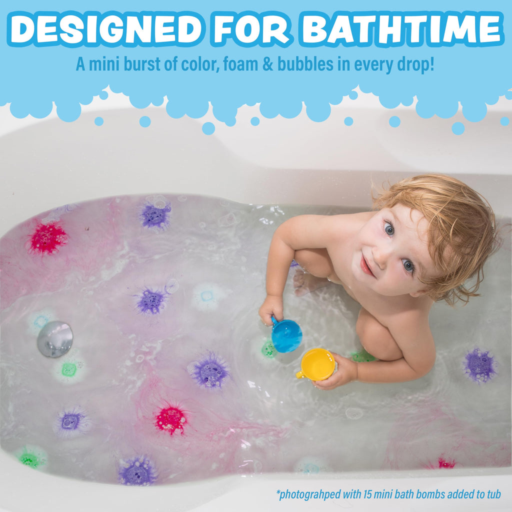 Tub Works Lil' Bursts Mini Bath Bombs for Kids – 90 Count, Gumdrop, Non-Toxic Foam & Color