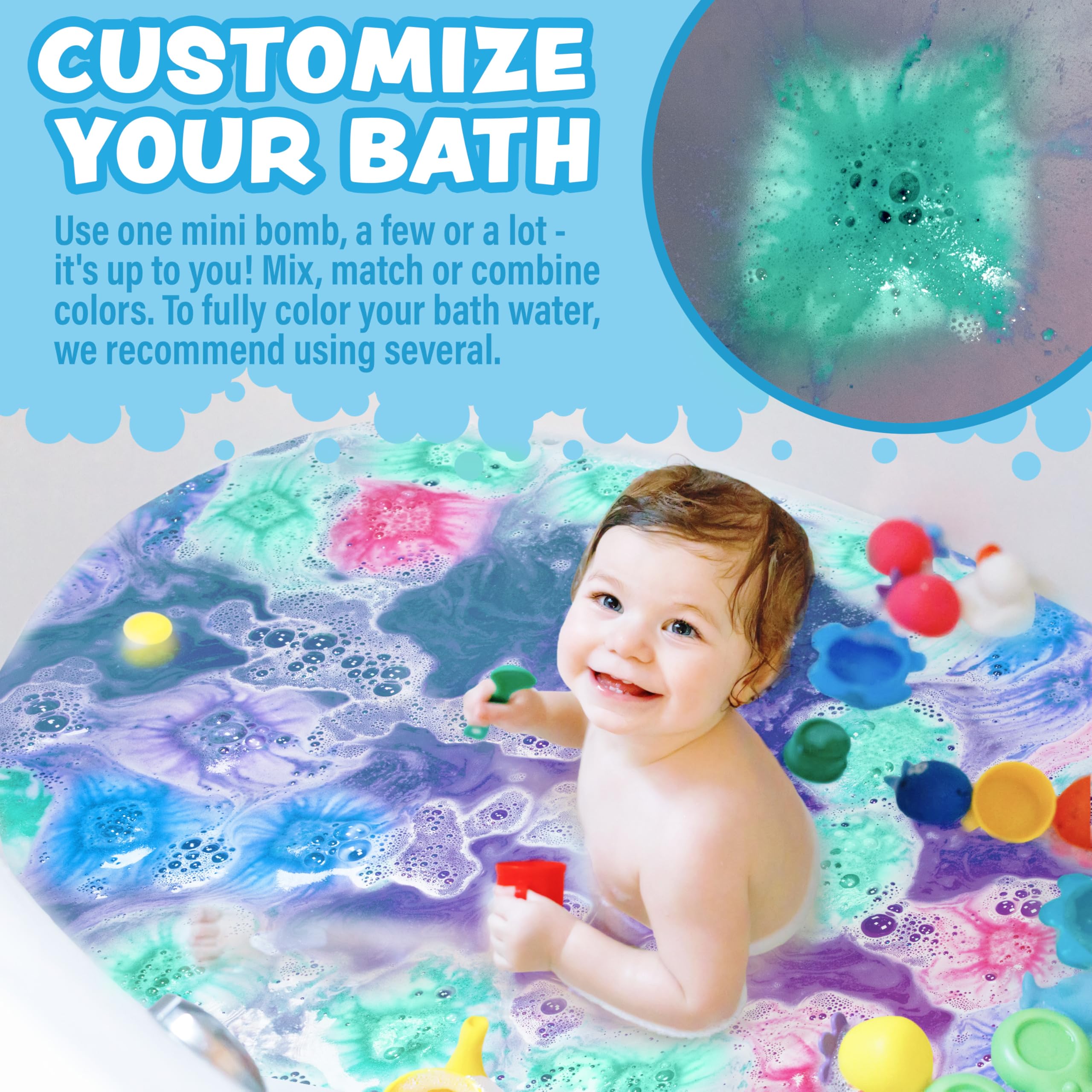 Tub Works Lil' Bursts Mini Bath Bombs for Kids – 90 Count, Gumdrop, Non-Toxic Foam & Color