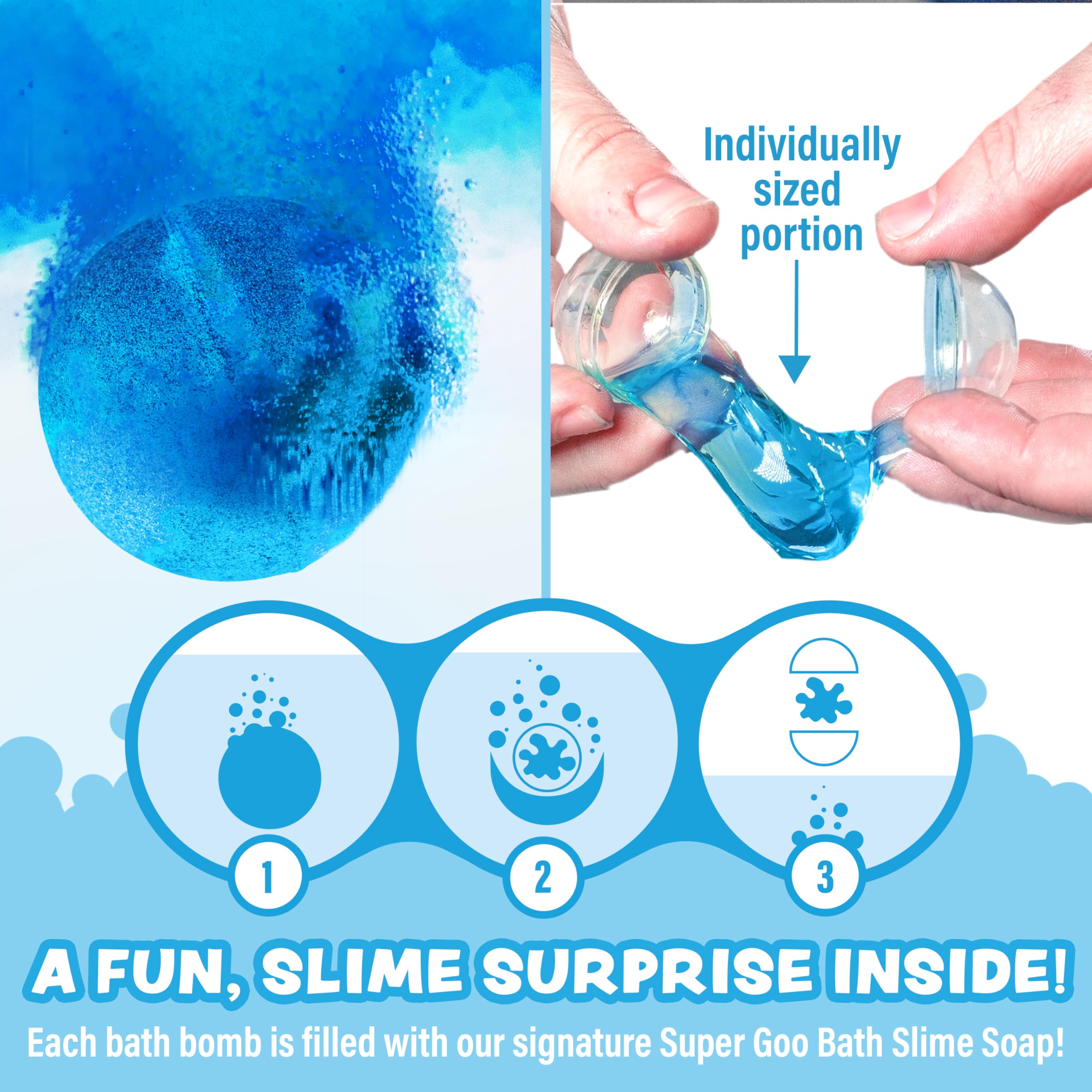 Tub Works Super Goo Bath Slime Bombs (6-Pack) – Surprise Inside, Nontoxic Kids Bath Toys