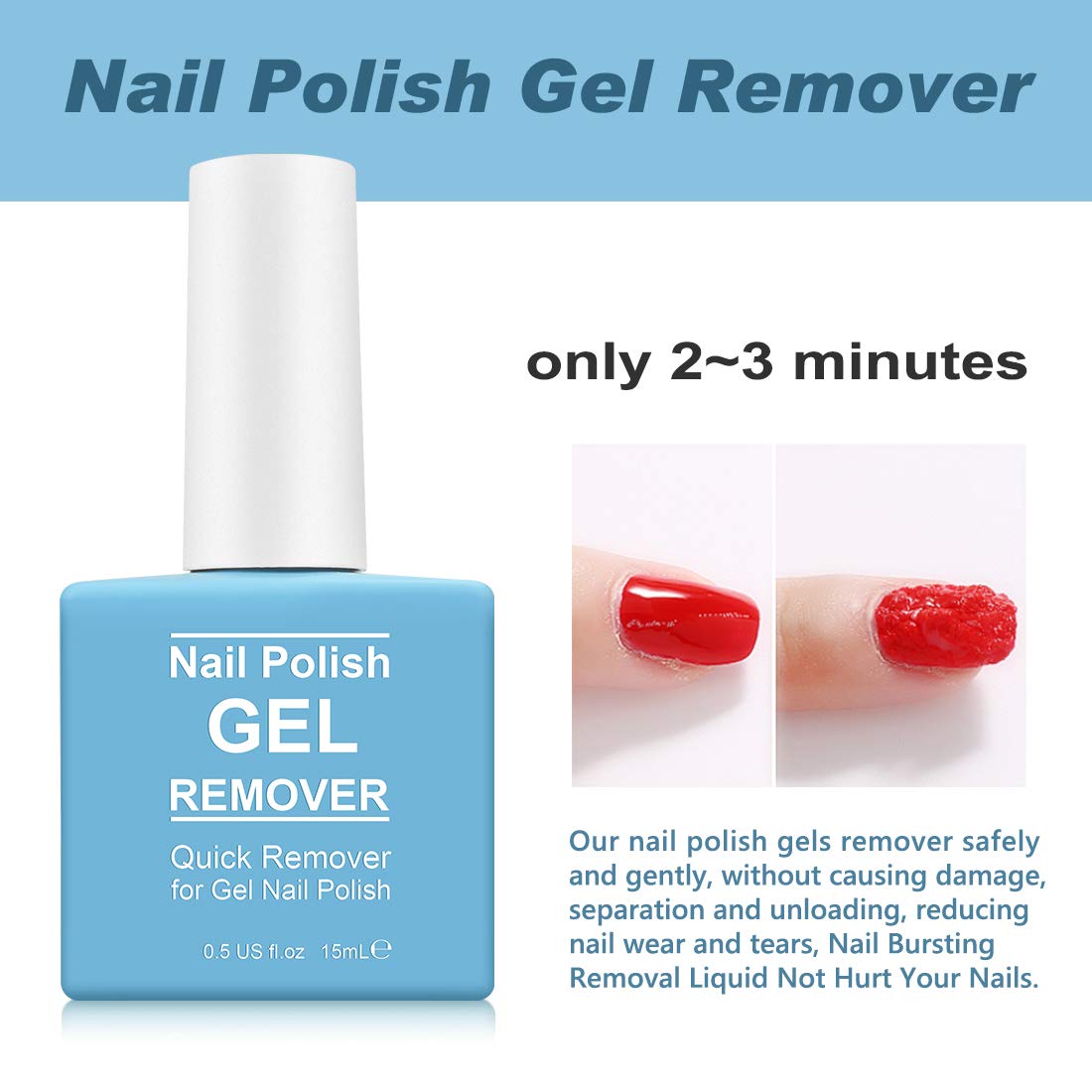 Tudiqe 2 Pack Gel Nail Polish Remover – Quick 2-5 Min Soak-Off (No Foil) Includes Cuticle Pusher & Scraper