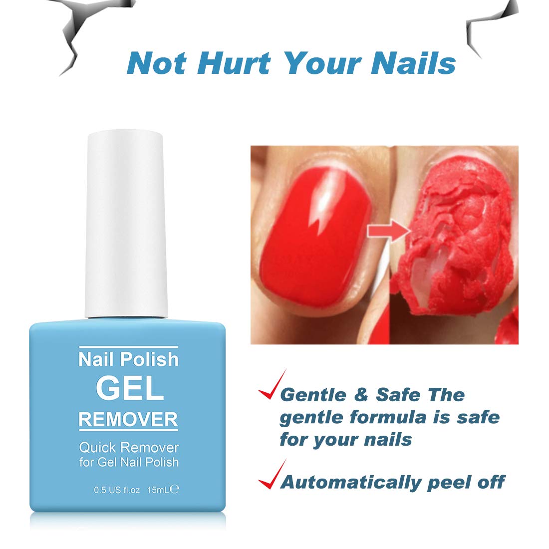 Tudiqe 2 Pack Gel Nail Polish Remover – Quick 2-5 Min Soak-Off (No Foil) Includes Cuticle Pusher & Scraper