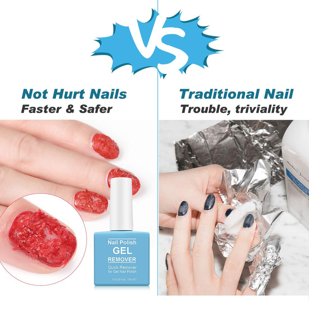 Tudiqe 2 Pack Gel Nail Polish Remover – Quick 2-5 Min Soak-Off (No Foil) Includes Cuticle Pusher & Scraper