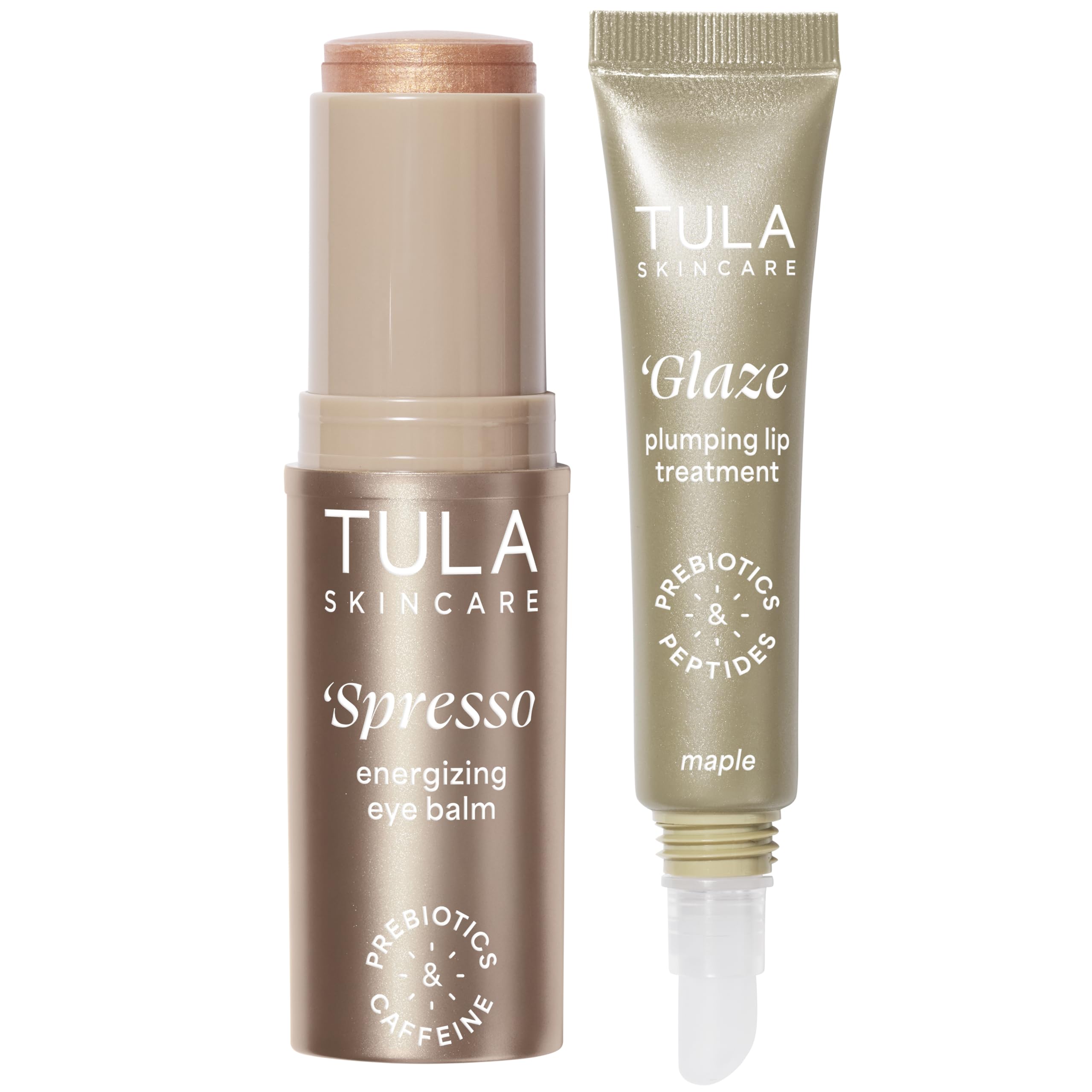 TULA Bronzy Duo: Americano Spresso Eye Balm + Maple Glaze Lip Treatment (2-Piece Set)