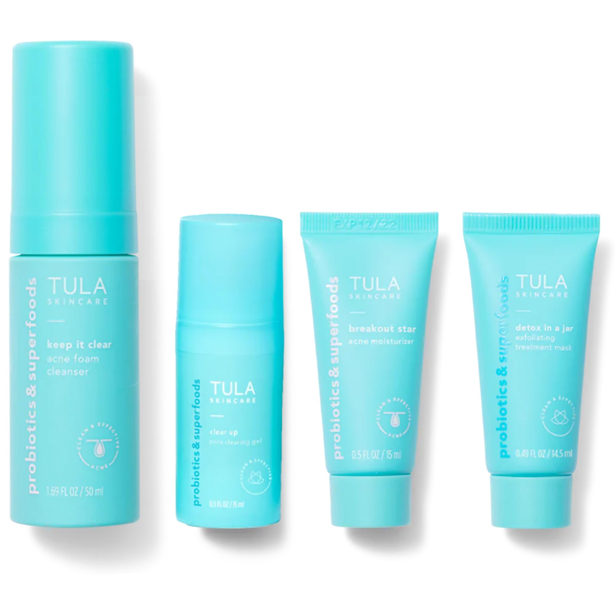 TULA Clear Skin Starters Acne Kit – 4-Piece Travel Skincare Set