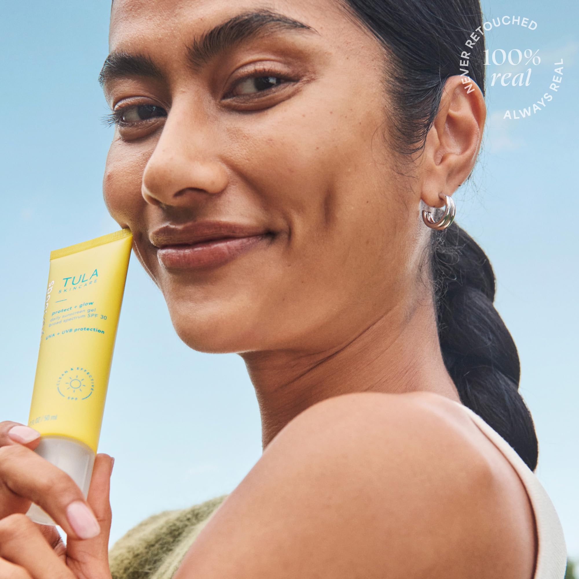 TULA Protect + Glow Daily Sunscreen Gel SPF 30 – Non-Greasy, Reef-Safe, Supersize 3.38 oz