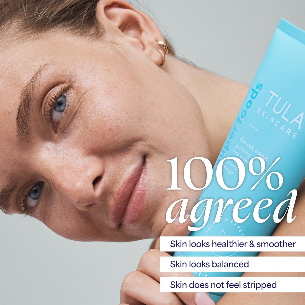 TULA Purifying Face Cleanser – Gentle Gel Cleanser, Makeup Remover, Hydrating (4.2 oz)