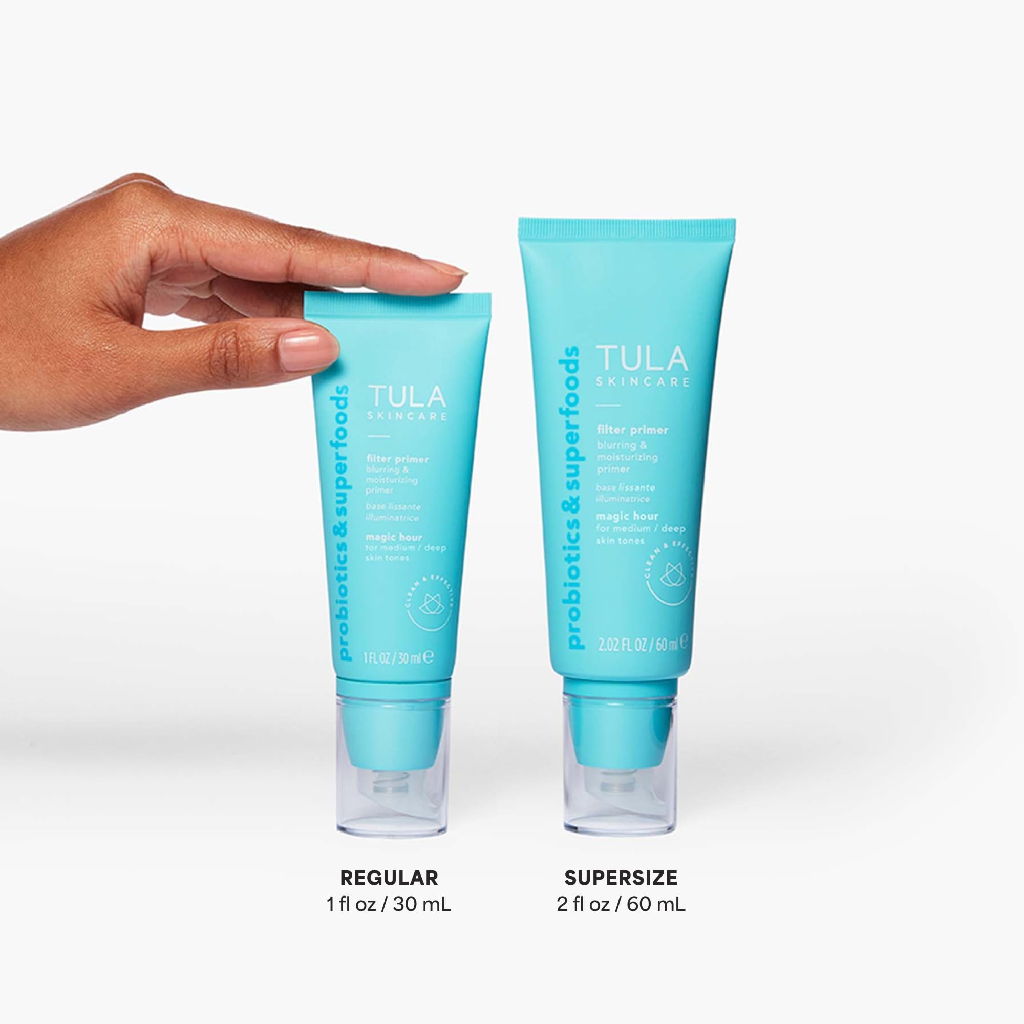 TULA Supersize Magic Hour Face Filter Primer – Blur, Hydrate, Even Skin Tone (2.02 fl oz)