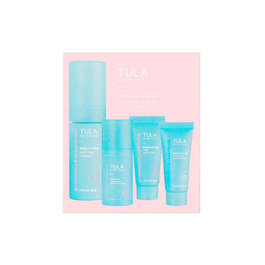 TULA Clear Skin Starters Acne Kit – 4-Piece Travel Skincare Set