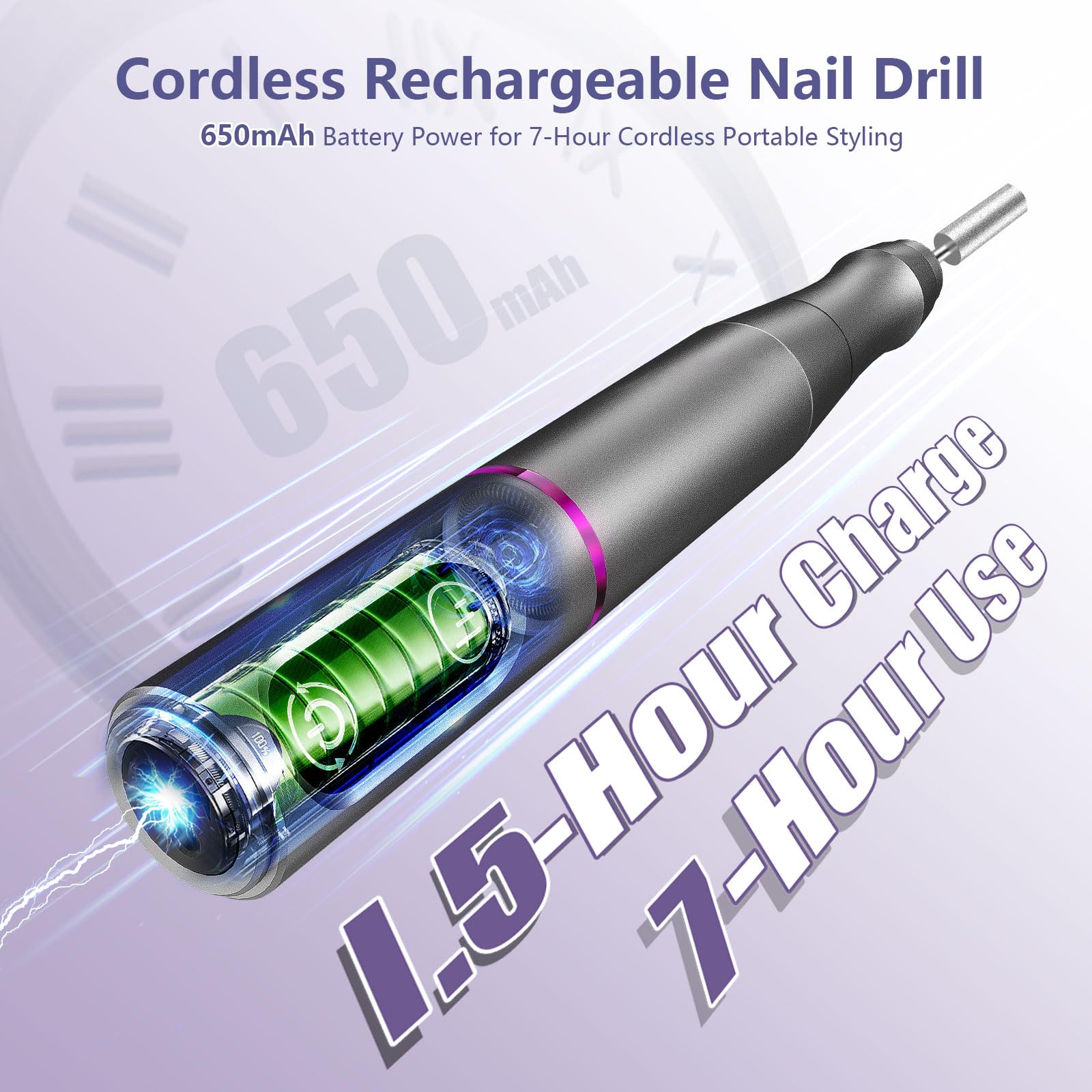 TUOBEO Cordless Nail Drill Kit – Rechargeable Efile for Salon-Quality Nails