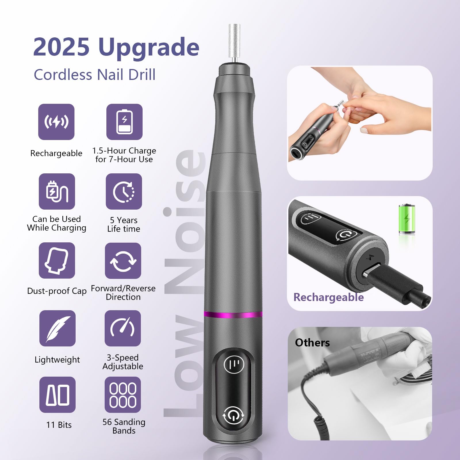 TUOBEO Cordless Nail Drill Kit – Rechargeable Efile for Salon-Quality Nails