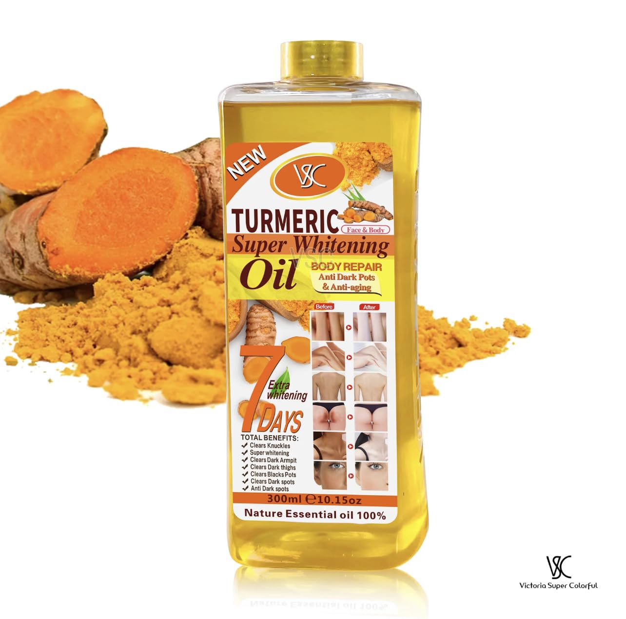 Turmeric Oil Super Whitening Face & Body Moisturizer – Nourishing Anti-Aging Skincare 300ML