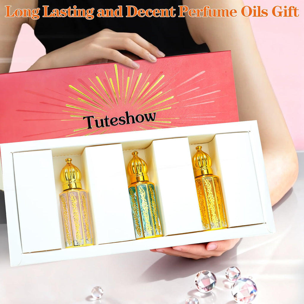 Tuteshow 3-Pack Arabian Perfume for Women – Oil Roll-On Set (0.4 fl oz each)