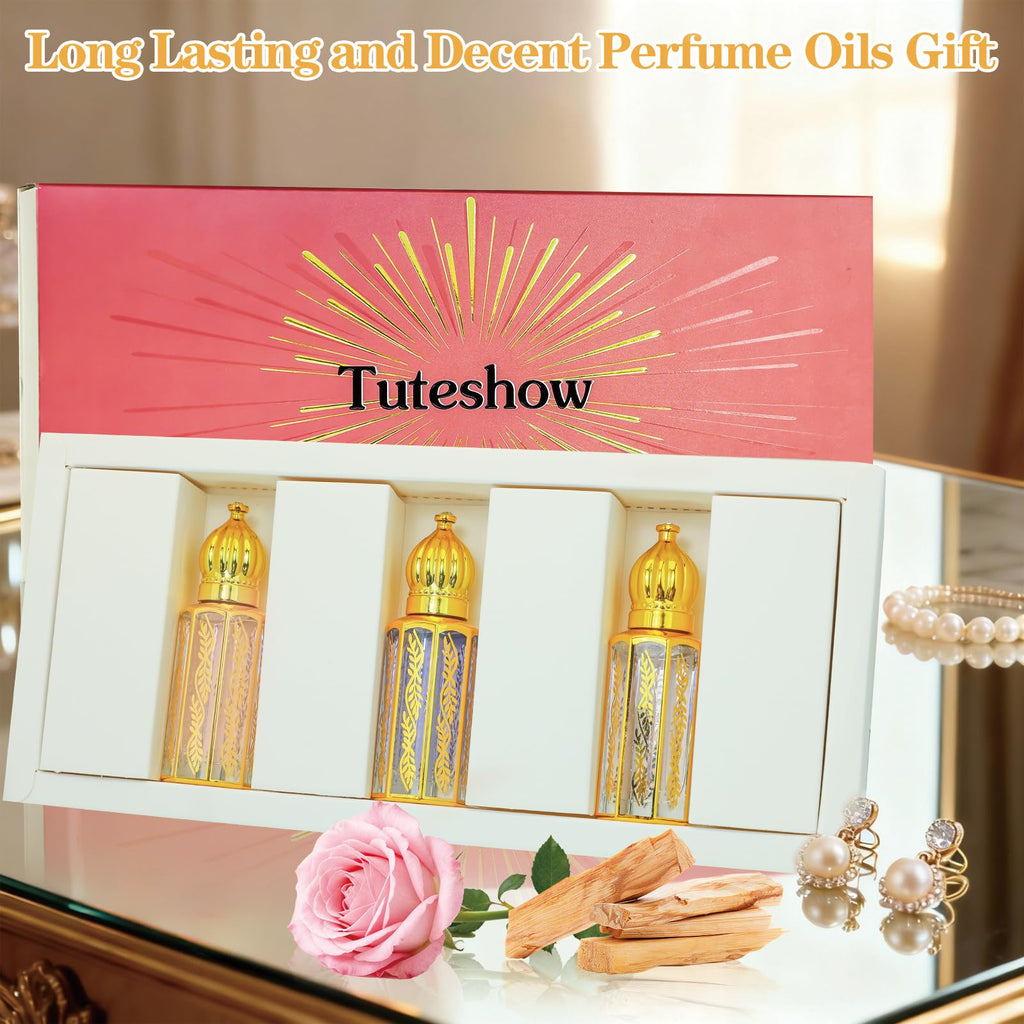 Tuteshow Arabic Perfume Oil for Women – Long-Lasting Roll-On with Rose, Sandalwood & Musk