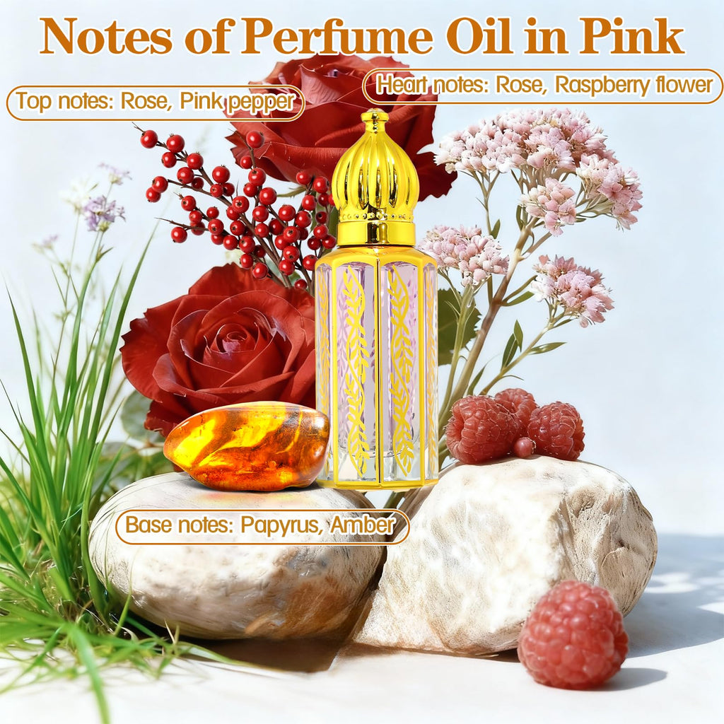Tuteshow Arabic Perfume Oil for Women – Long-Lasting Roll-On with Rose, Sandalwood & Musk