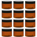 TUZAZO 4oz Amber Jars with Black Lids – 12 Pack Leak-Proof Travel Containers