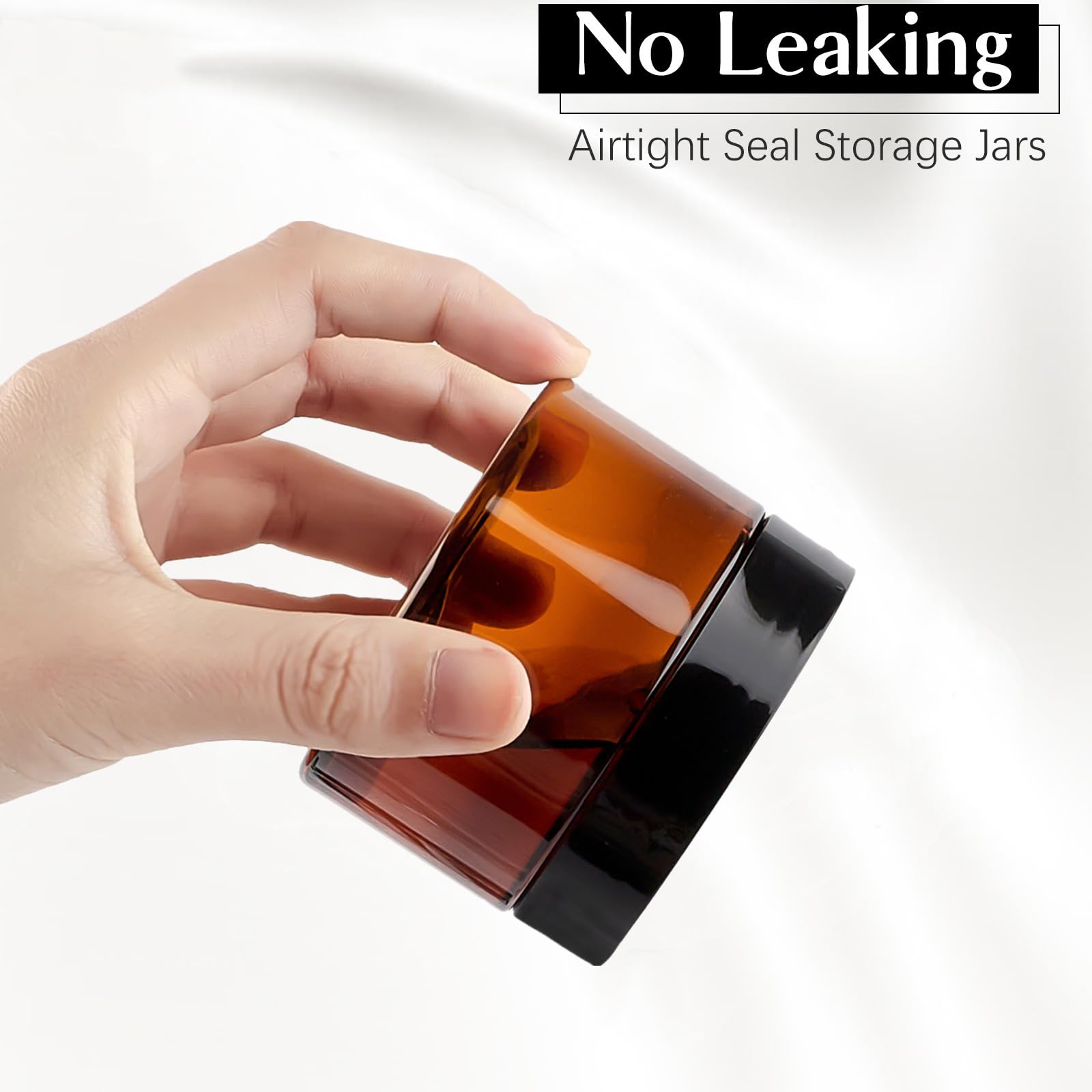 TUZAZO 4oz Amber Jars with Black Lids – 12 Pack Leak-Proof Travel Containers