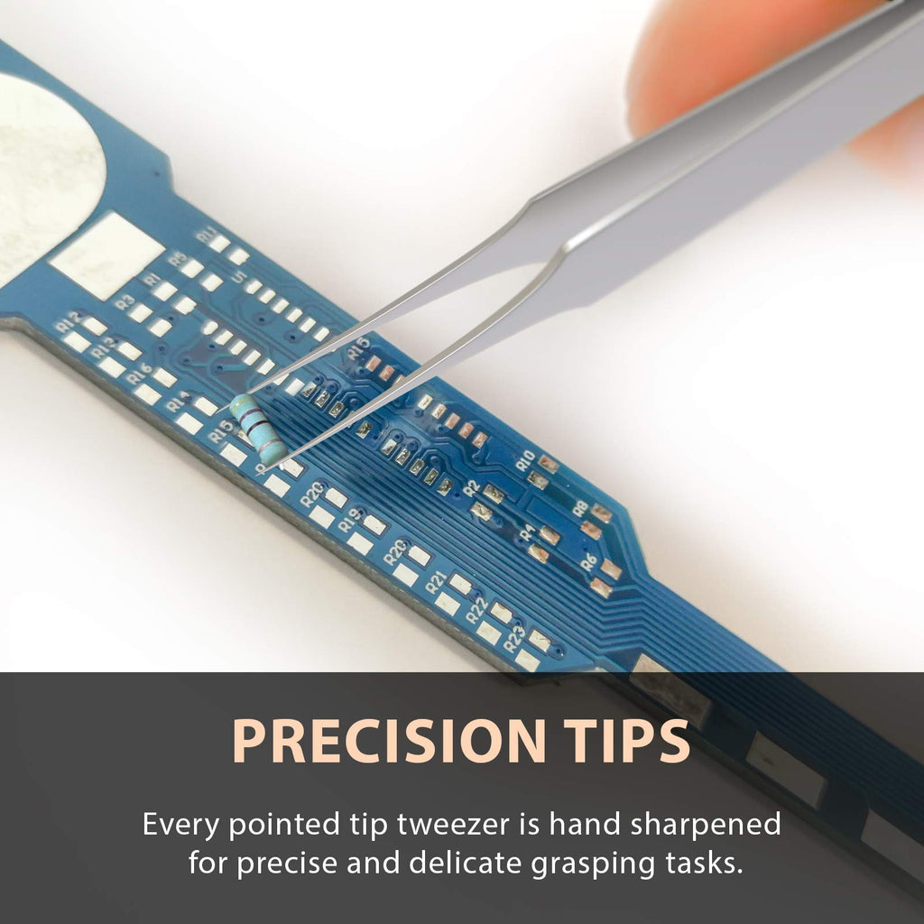Ingrown Hair Tweezers Pointed Tip 5-Pack | Precision Stainless Steel by Tweezees