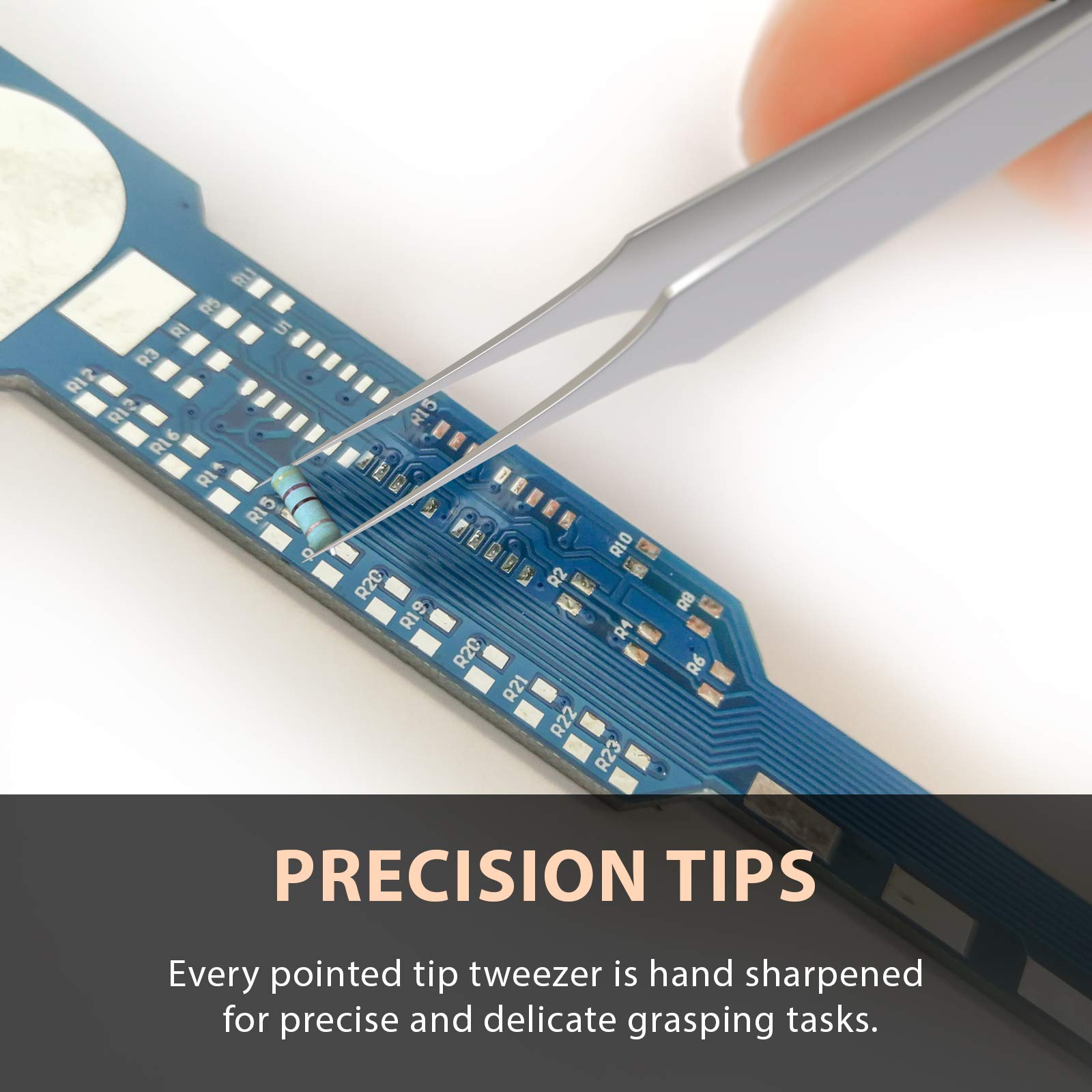 Ingrown Hair Tweezers Pointed Tip 5-Pack | Precision Stainless Steel by Tweezees
