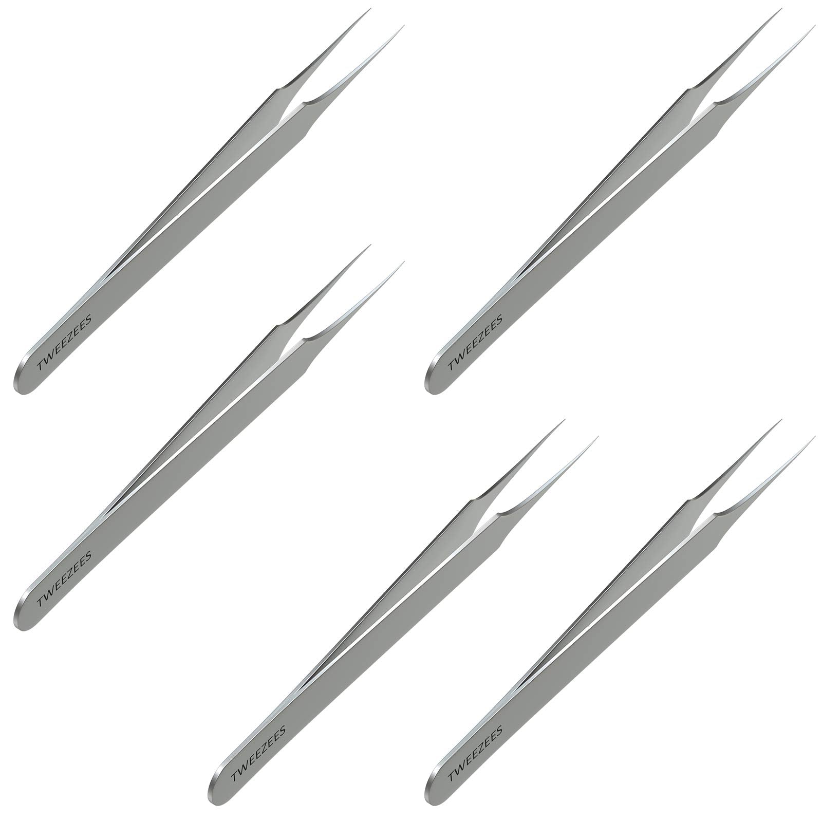 Ingrown Hair Tweezers Pointed Tip 5-Pack | Precision Stainless Steel by Tweezees