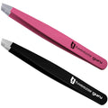 TWEEZER GURU 2-Pack Slant Tip Stainless Steel Eyebrow Tweezers
