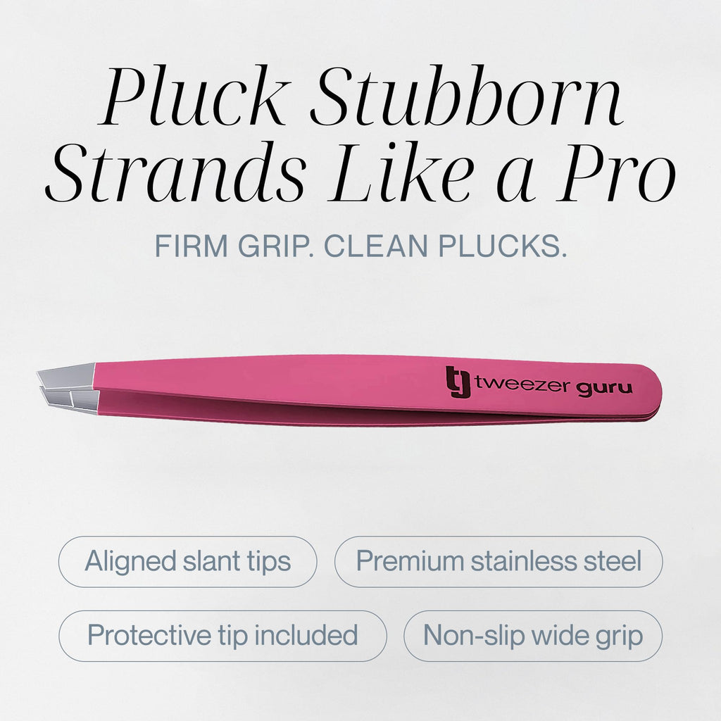 TWEEZER GURU 2-Pack Slant Tip Stainless Steel Eyebrow Tweezers