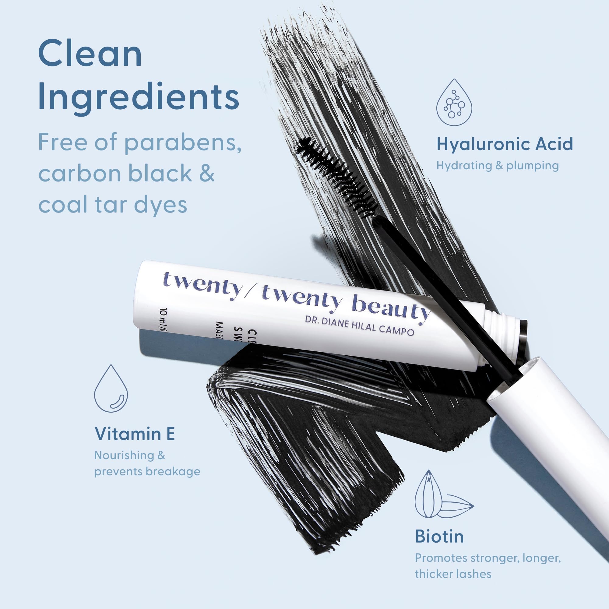 Twenty/Twenty Clean Sweep Mascara – Hypoallergenic, Water-Resistant Ophthalmologist-Developed