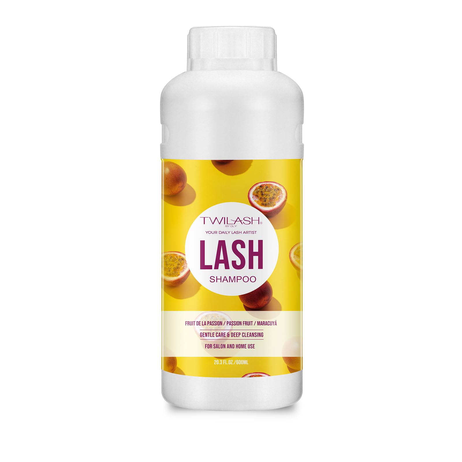 TWILASH BY DLY 600ml Lash Shampoo Bulk – Gentle Eyelash Cleanser for Extensions (Passion Fruit)