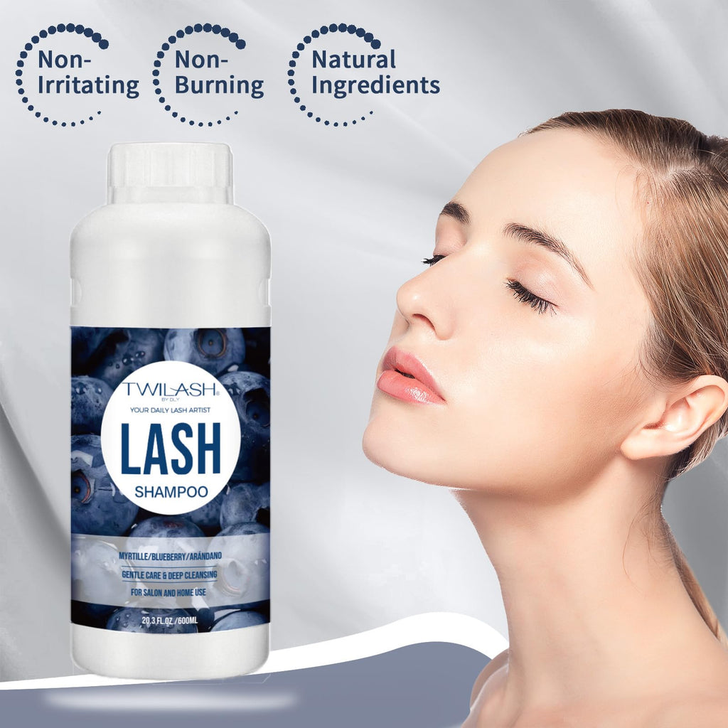TWILASH BY DLY 600ml Lash Shampoo Bulk – Gentle Eyelash Cleanser for Extensions (Blueberry)