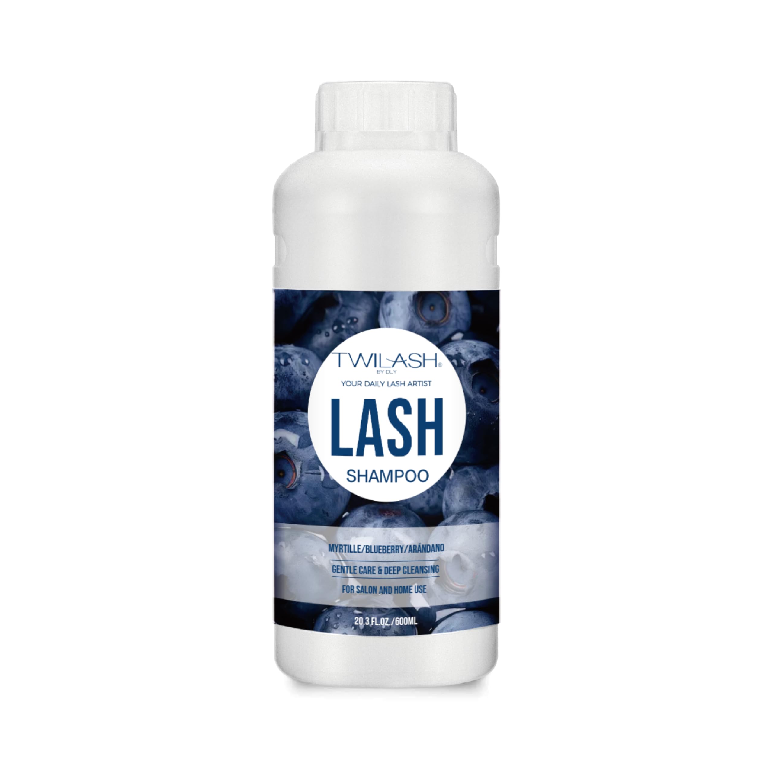 TWILASH BY DLY 600ml Lash Shampoo Bulk – Gentle Eyelash Cleanser for Extensions (Blueberry)