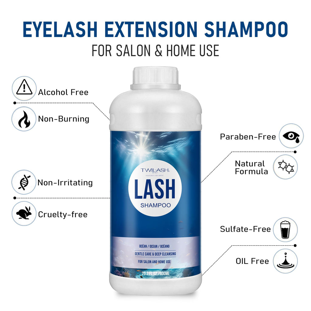 TWILASH BY DLY 600ml Lash Shampoo Bulk – Ocean Lash Cleanser for Extensions (Salon & Home)
