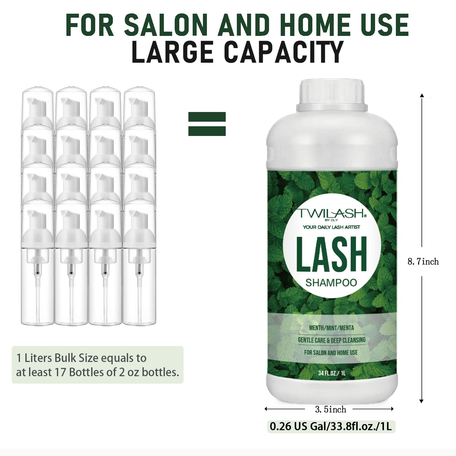 TWILASH BY DLY Lash Shampoo Bulk 1L – Gentle Eyelash Extensions Cleanser