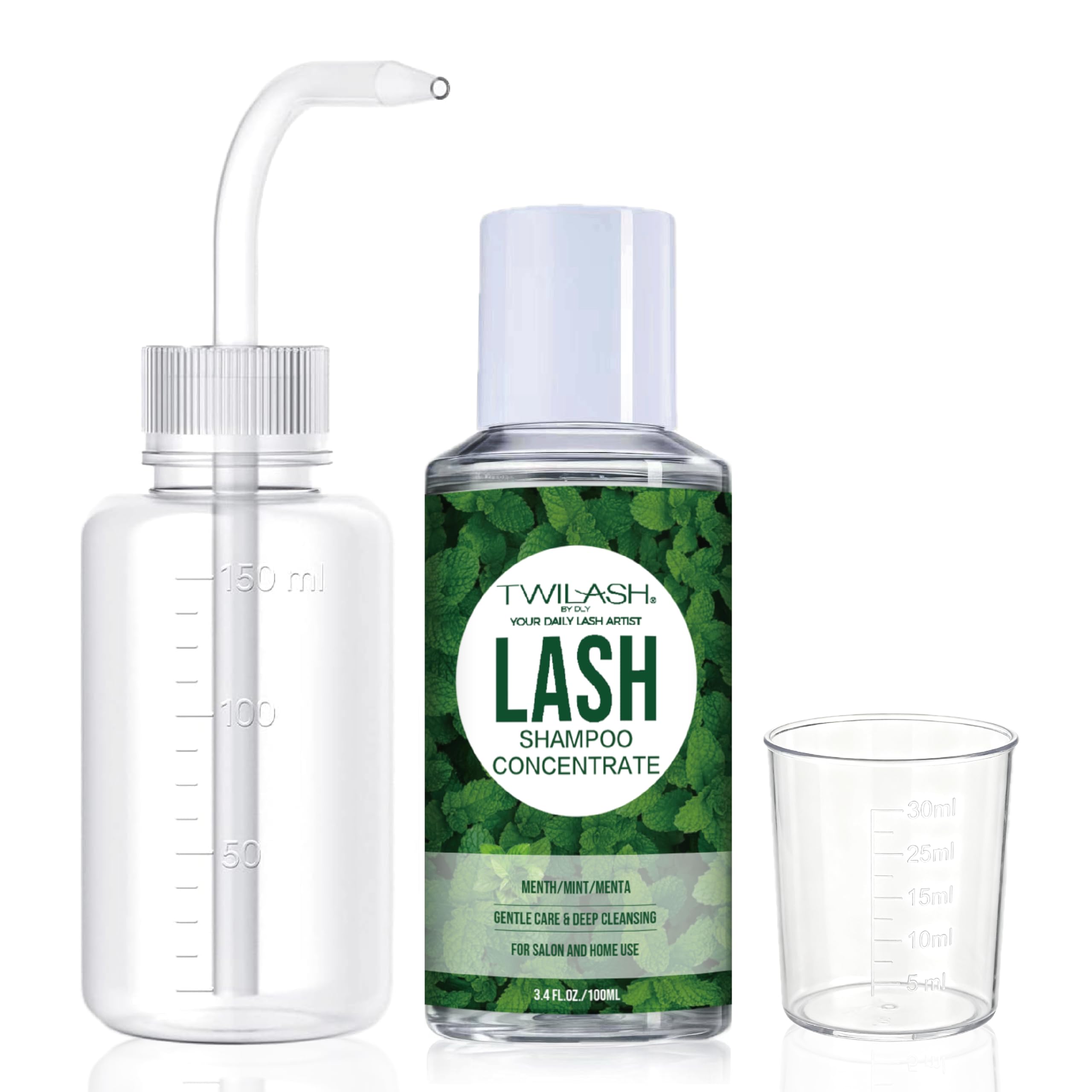 TWILASH by DLY 100ml Lash Shampoo Concentrate Kit – Oil-Free Cleanser for Extensions (Mint)