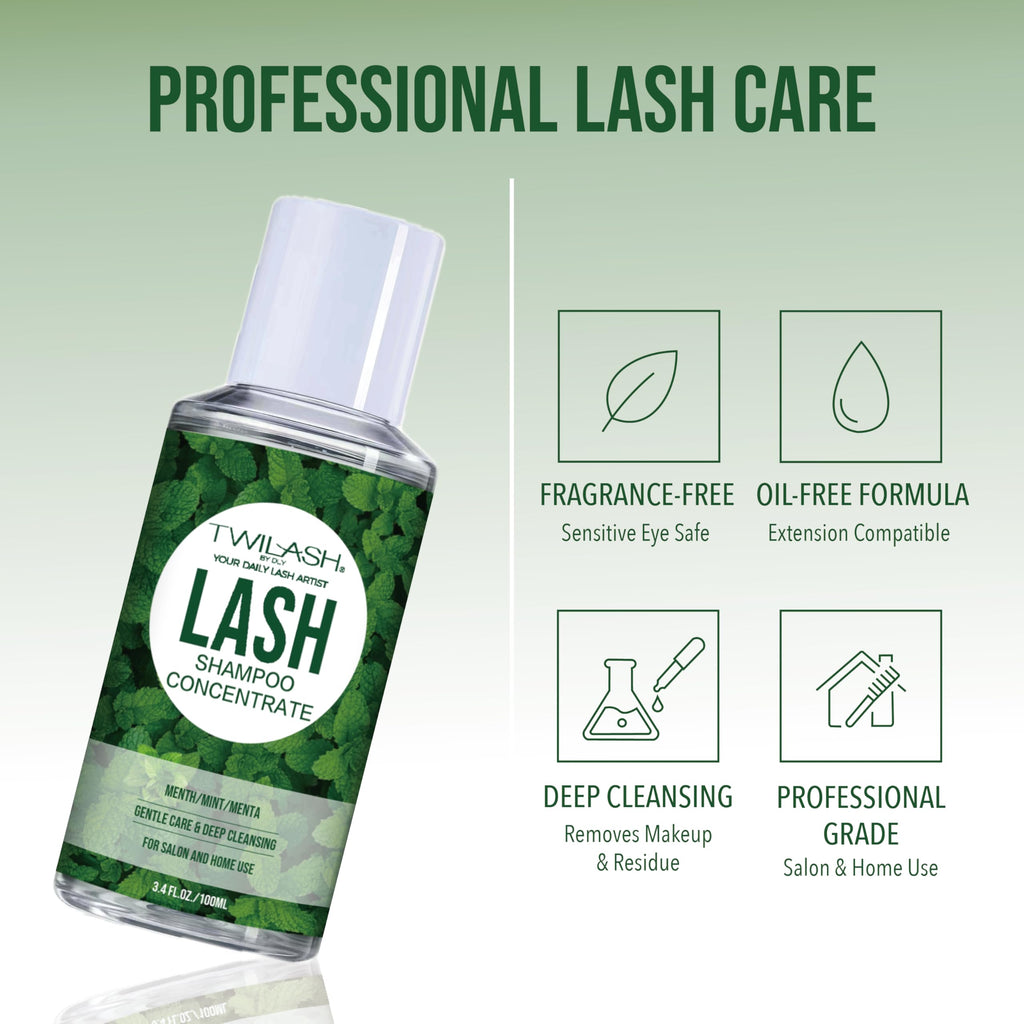 TWILASH by DLY 100ml Lash Shampoo Concentrate Kit – Oil-Free Cleanser for Extensions (Mint)