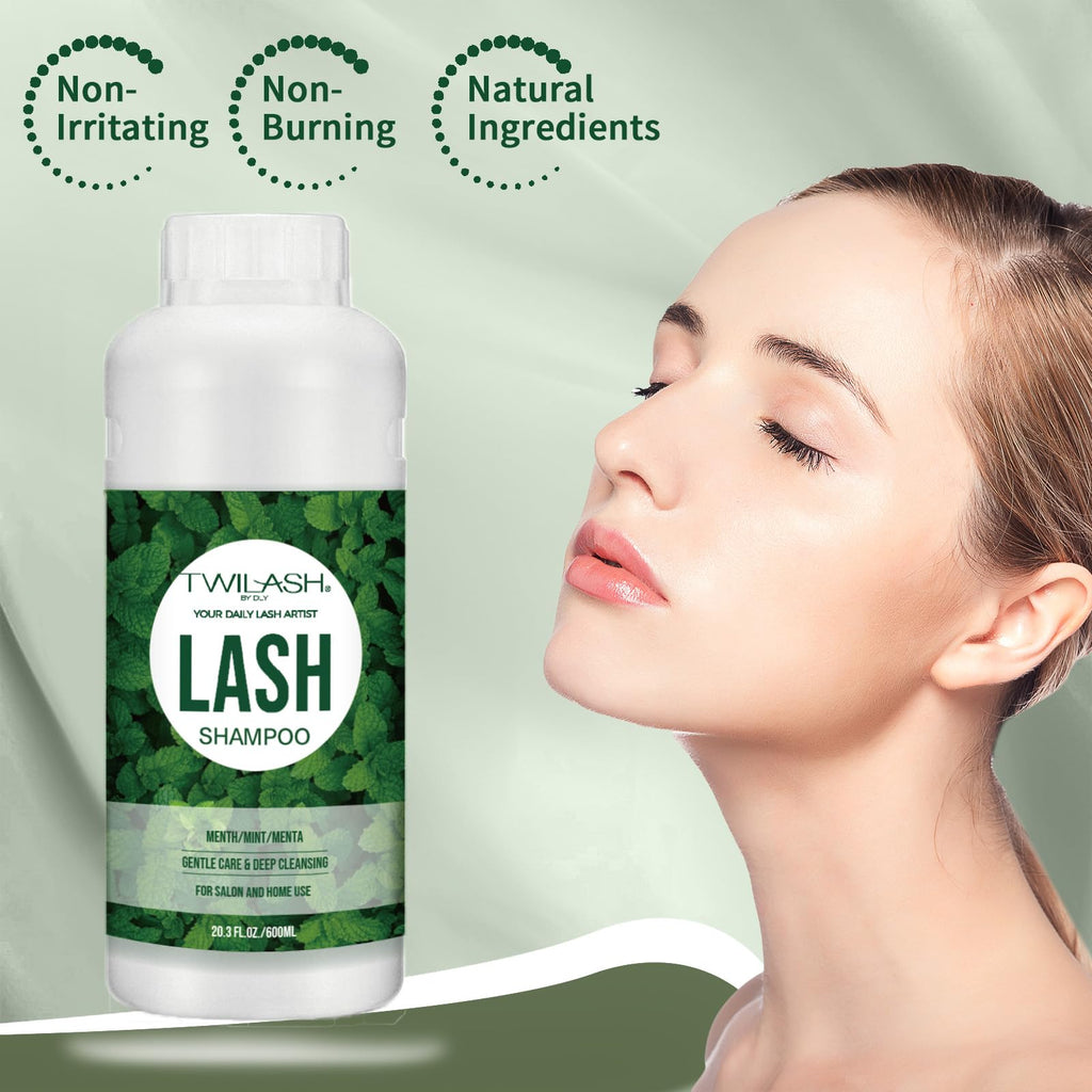 TWILASH BY DLY 600ml Lash Shampoo for Extensions – Gentle, Vegan Foaming Eyelash Cleanser for Salon & Home