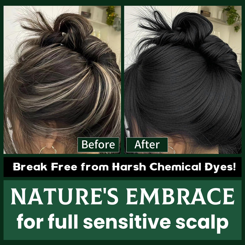 TWMINYUE Black Hair Dye Shampoo - 6-in-1 Natural Herbal Formula for Long-Lasting Grey Coverage
