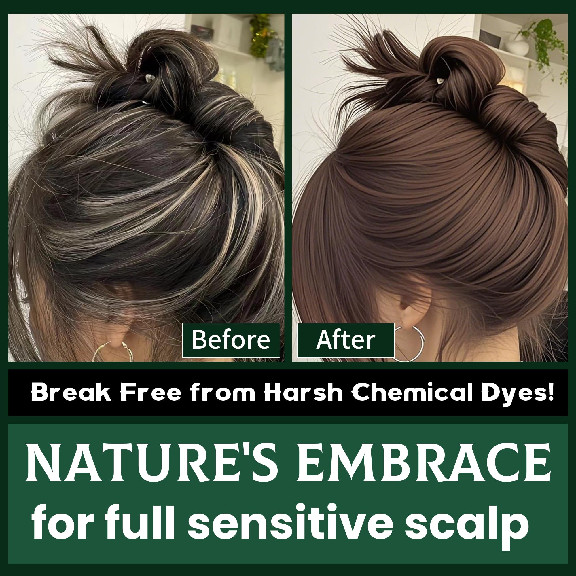 TWMINYUE 6-in-1 Hair Dye Shampoo – Natural Herbal Formula for Dark Brown, Grey Coverage