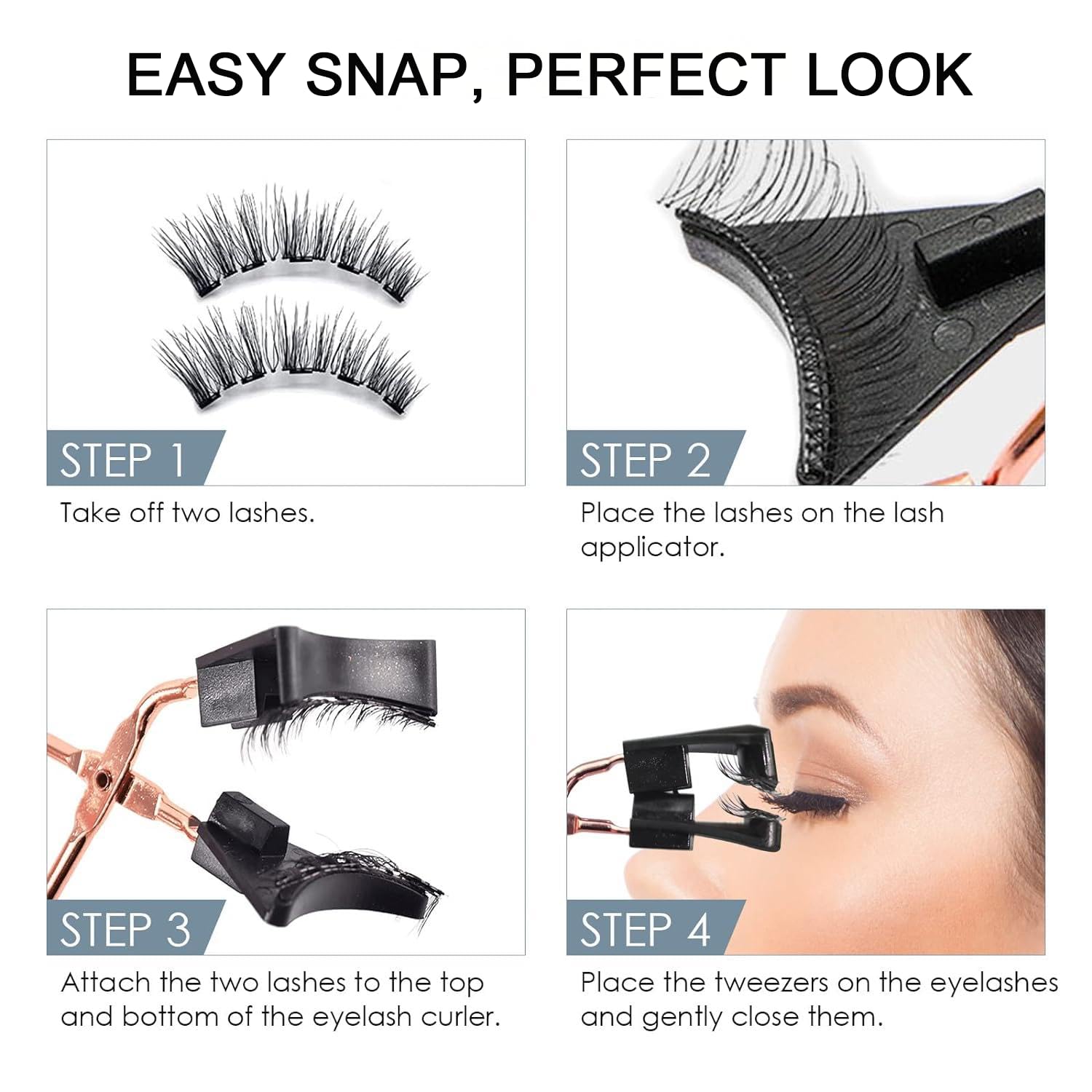 TWMKLP Magnetic Eyelashes with Applicator | 4-Pair Natural Look, Reusable, Glue-Free
