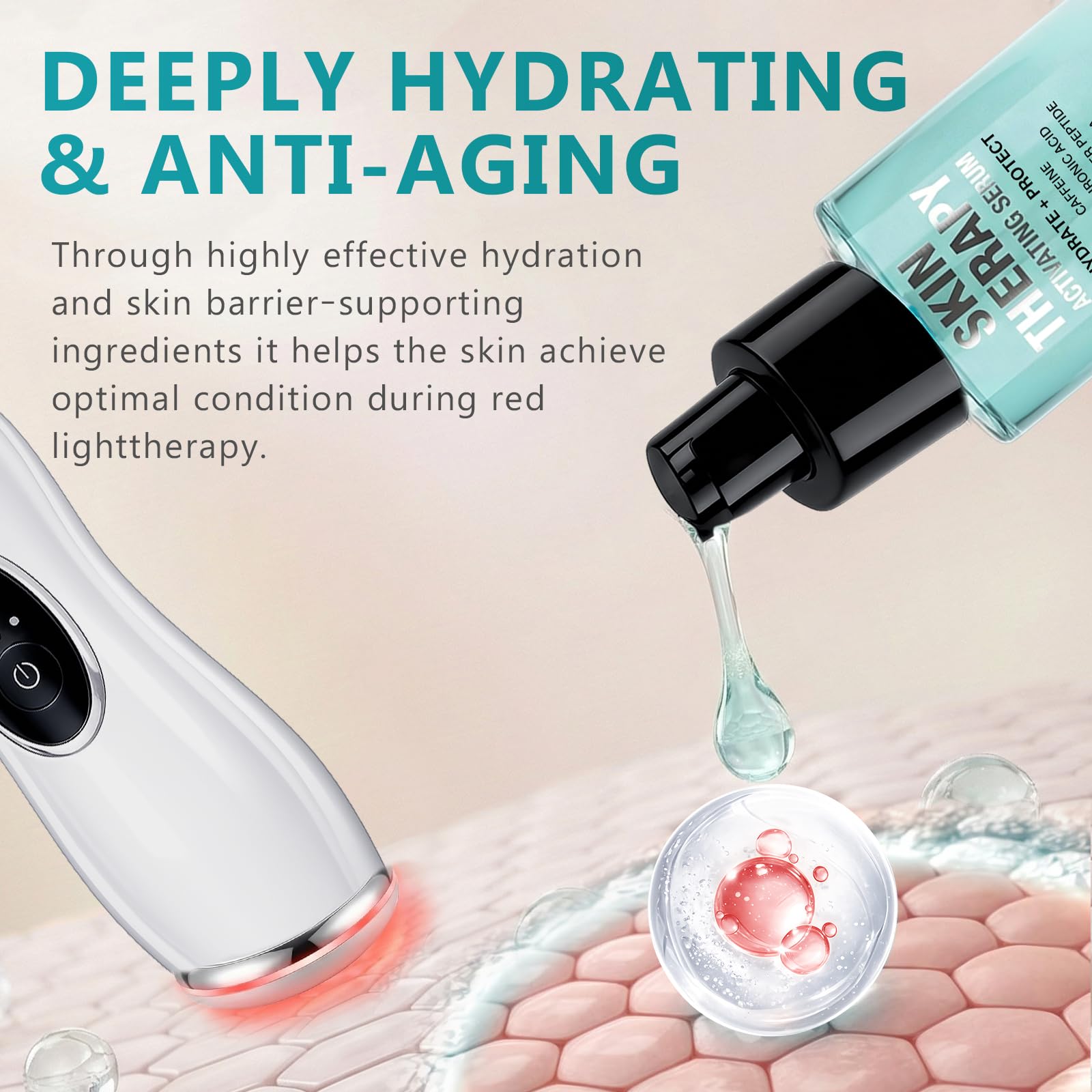 TWMKLP Red Light Therapy Activation Serum – Hydrating Anti-Aging Formula for Face & Neck | Blue Tansy, Hyaluronic Acid & Aloe Vera | 1 oz