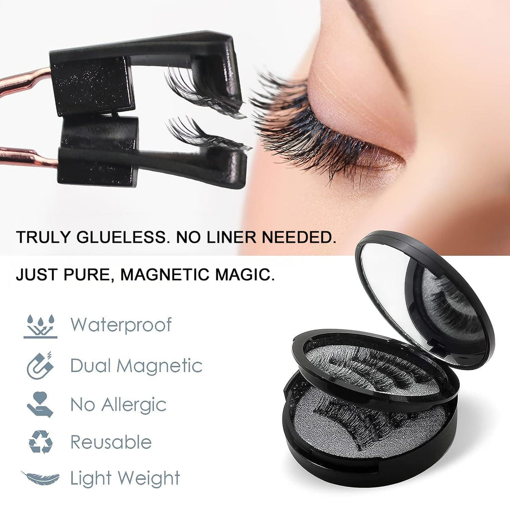 TWMKLP Magnetic Eyelashes with Applicator | 4-Pair Natural Look, Reusable, Glue-Free