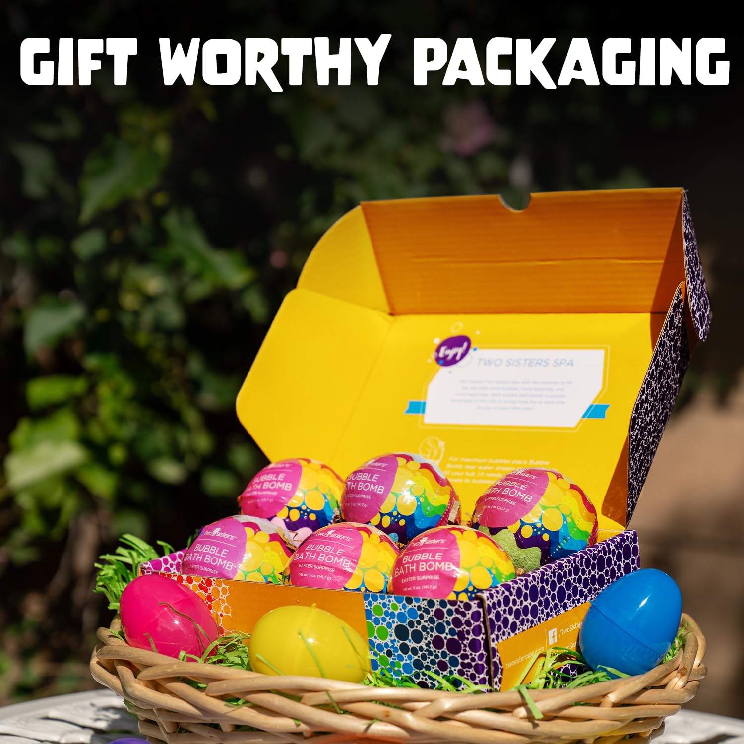 Two Sisters Easter Bath Bombs for Kids – 6 Pack with Surprise Toys Inside (Made in USA)
