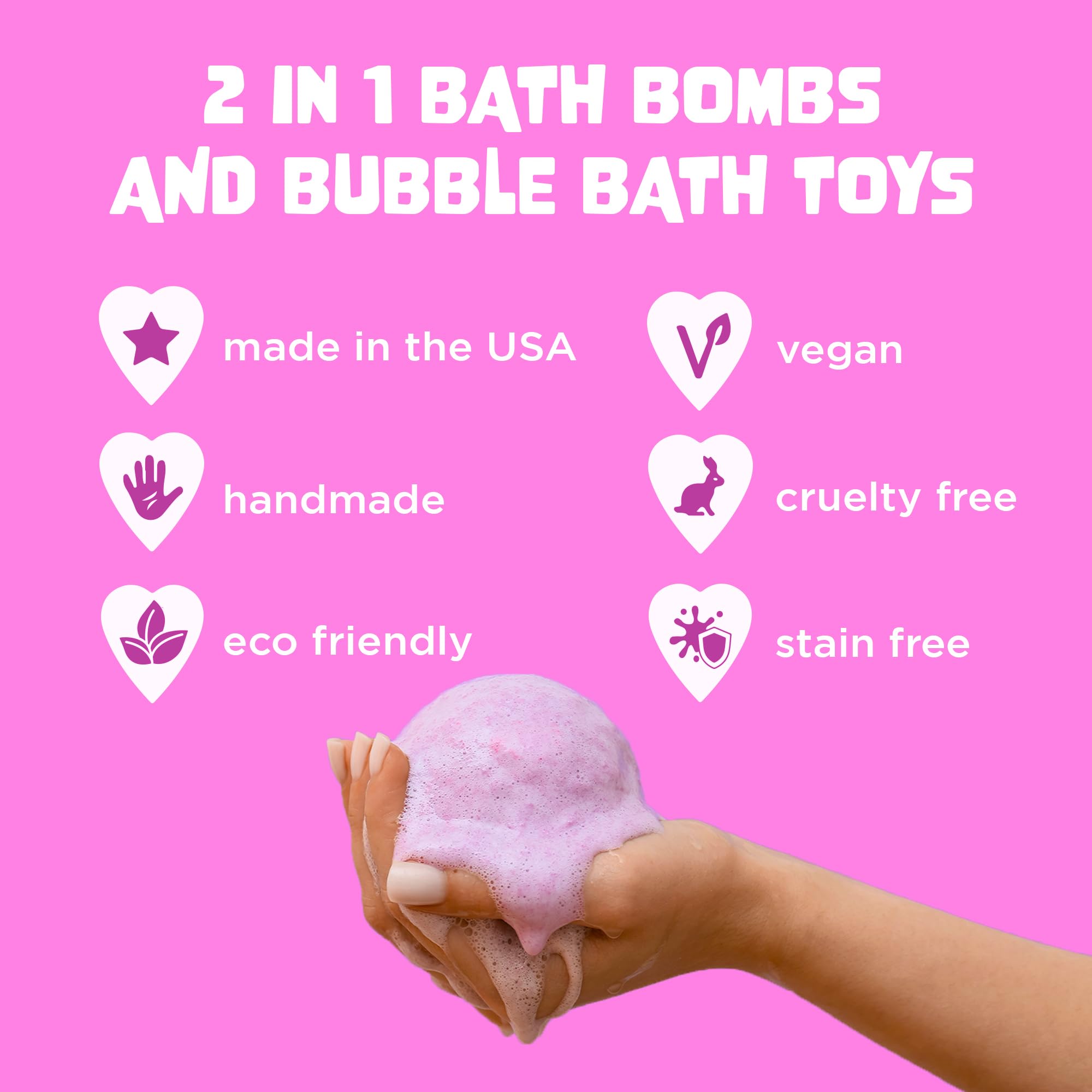 Two Sisters Unicorn Bath Bombs (6 Pack) – Surprise Toy Inside, Fruity Scents, Made in USA