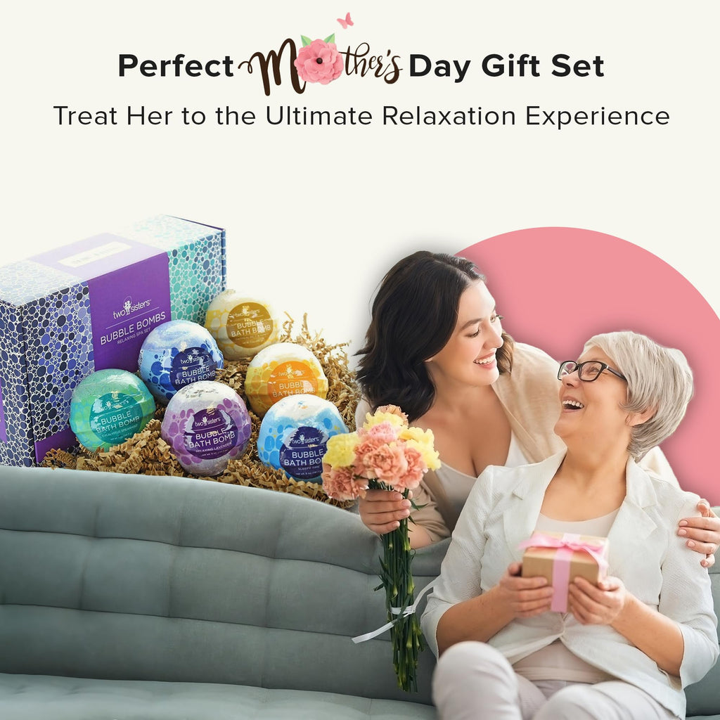 Two Sisters Bubble Bath Bombs (6 Pack) – Relaxing, Moisturizing, USA Made