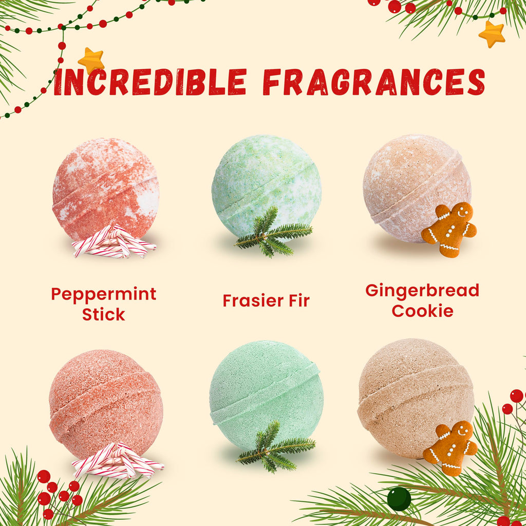 Two Sisters Christmas Bath Bombs for Kids (6-Pack) – Surprise Toys, Festive Scents, USA Made