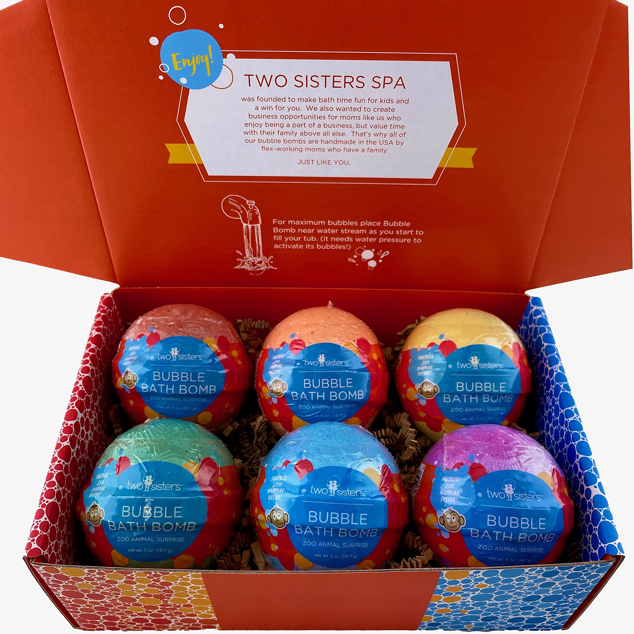 Two Sisters Zoo Animal Bath Bombs – 6 Pack with Surprise Toys, USA Made, Large Bubble Bath