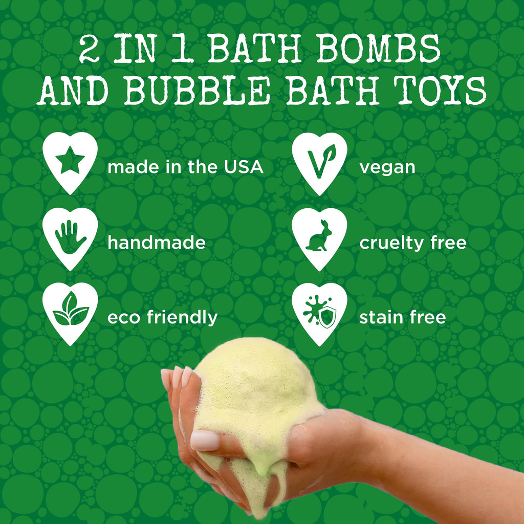 Two Sisters Dinosaur Bath Bombs (6 Pack) – USA Made, Fruity Scents, Toy Inside