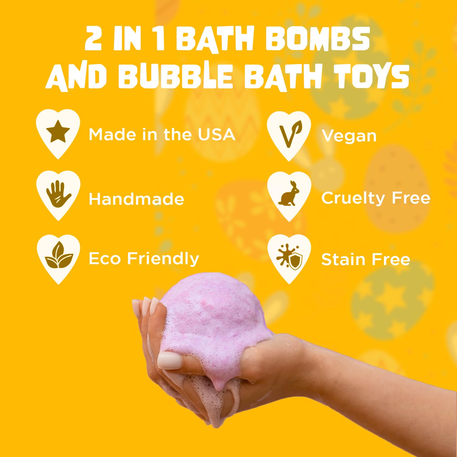 Two Sisters Easter Bath Bombs for Kids – 6 Pack with Surprise Toys Inside (Made in USA)