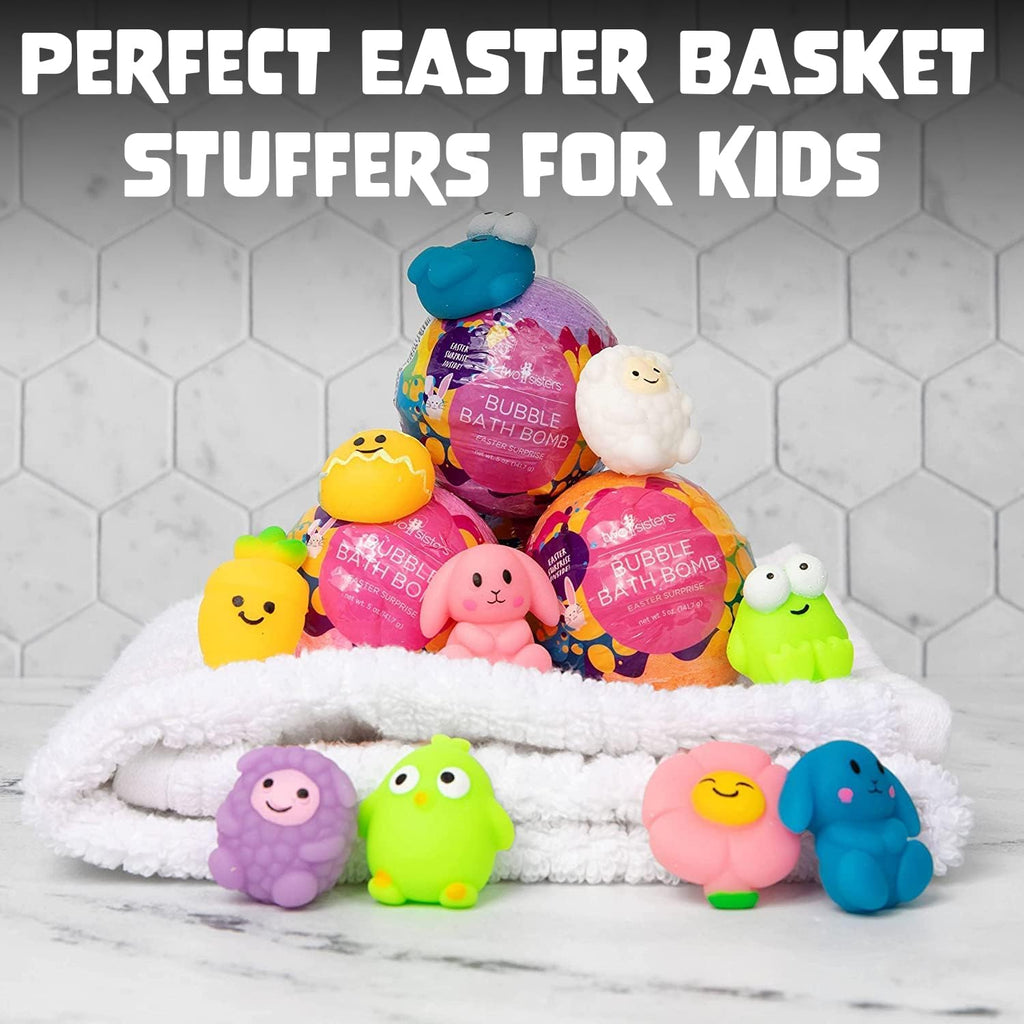 Two Sisters Easter Bath Bombs for Kids – 6 Pack with Surprise Toys Inside (Made in USA)